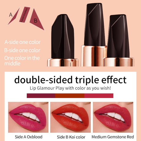 VIBELY Three-color lipstick for richness, moisturizing, non-smearing and non-sticky color-changing lipstick - V.I.P Digital Presence