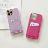 14Pro Plain Leather PU Card Slot Phone Case For iPhone13mini 11 12 Xsmax XR 78plus 6s  Half Cover Hard Body Protection - V.I.P Digital Presence