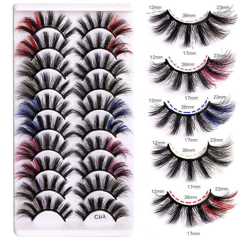 10 Pairs Of Color Mink Hair Fried Multilayer Thick Cross False Eyelashes 8D FLUFFY - V.I.P Digital Presence