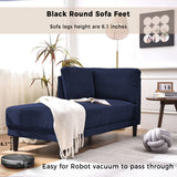 65" Mid-Century Modern Linen Fabric Corner Lounge Chair, Upholstered Indoor Chaise Lounge Solid Wood Sofa Bed for Bedroom - V.I.P Digital Presence