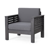 ( Set of 2) Outdoor Acacia Wood Club Chairs with Cushions, Dark Gray, 27.75"D x 32"W x 27.75"H - V.I.P Digital Presence