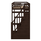 Twin Size Loft Bed with Storage Staircase and Built-in Desk Espresso