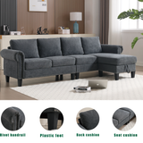 Convertible Sectional Sofa with Storage,L-shaped sofa Modern Linen Fabric Sectional Couches for Living Room,Gray - V.I.P Digital Presence