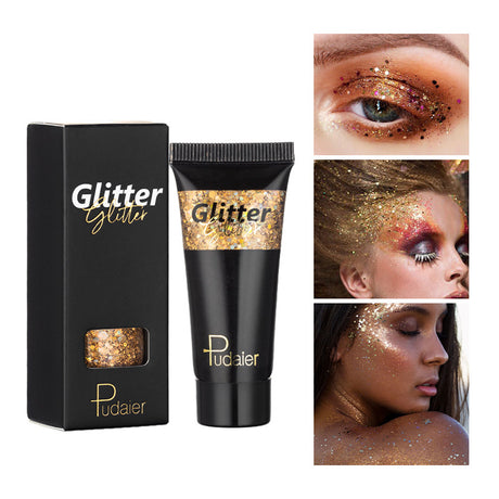 Makeup Pudaier monochrome glitter eyeshadow stage makeup face body glitter 12 color liquid eyeshadow - V.I.P Digital Presence