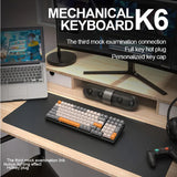 Teclado mecánico inalámbrico K6 5.0 BT 2.4 Ghz con cable, tres modos, retroiluminado, Bluetooth, para gamers, 100 teclas, para PC