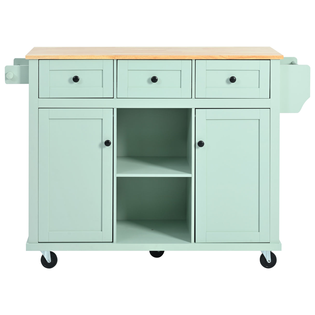 Kitchen trolley, cabinet door internal storage rack with storage cabinet and 3 dining room drawers, mint green - V.I.P Digital Presence