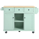 Kitchen trolley, cabinet door internal storage rack with storage cabinet and 3 dining room drawers, mint green - V.I.P Digital Presence