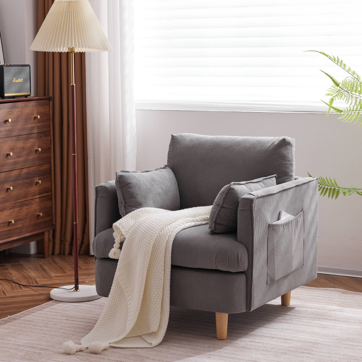 29.5 "W Modern Fabric Decorative Chair Armchair Upholstered Reading Chair Single Sofa Casual Club Chair