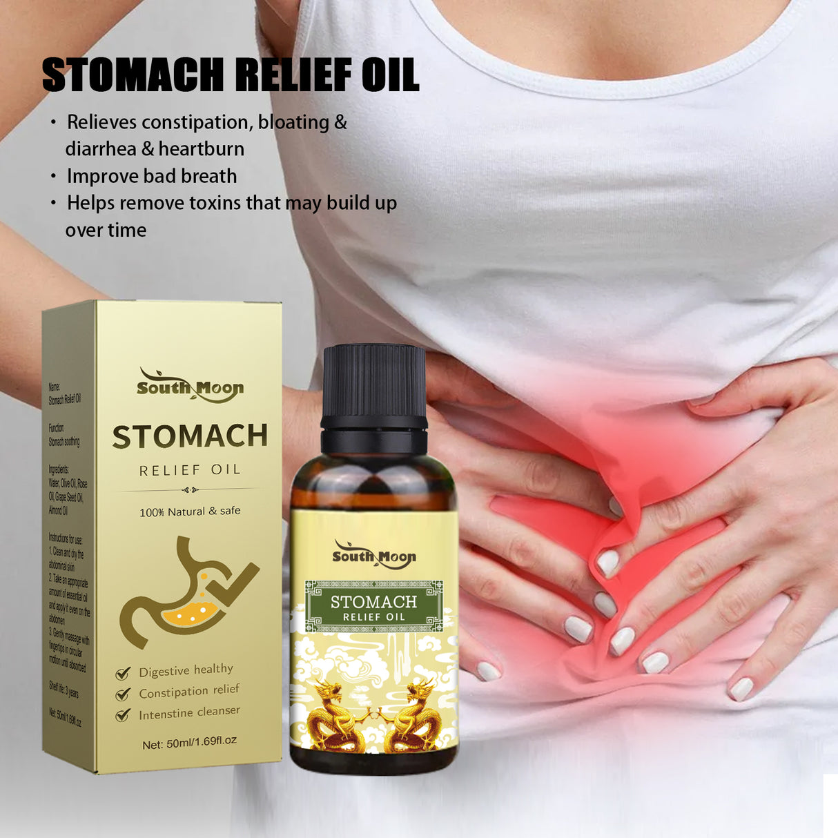 Stomach Relief Oil, Clear Stool Relieve Gastrointestinal Discomfort Massage Treatment Firming And Slimming Oil - V.I.P Digital Presence