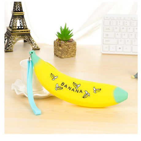 Simple Banana Green Onion Student Pencil Bag Super Cute Silicone Large Capacity Female Pencil Case Purse - V.I.P Digital Presence