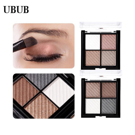 UBUB 4 Colors Eyeshadow Shimmer Natural Eyeshadow  Matte Nude Metallic Earth Color Eye Shadow Beauty Makeup Palette - V.I.P Digital Presence