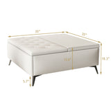 35 inch Wide Square storage benches Coffee Table with Lift Top Oversized Storage Ottoman in Upholstered for Living Room - V.I.P Digital Presence