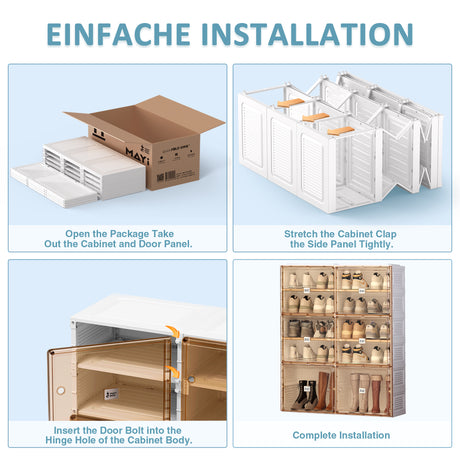 Portable Shoe cabinet Living Room,Stackable Storage Organizer Cabinet with Doors and Shelves,Shoe Box for Closet - V.I.P Digital Presence