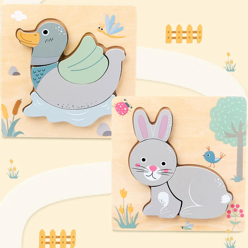 Wooden New Cartoon Animal Stereoscopic Plane Puzzle for Early Childhood Education Cognitive Puzzle Puzzle Toy - V.I.P Digital Presence