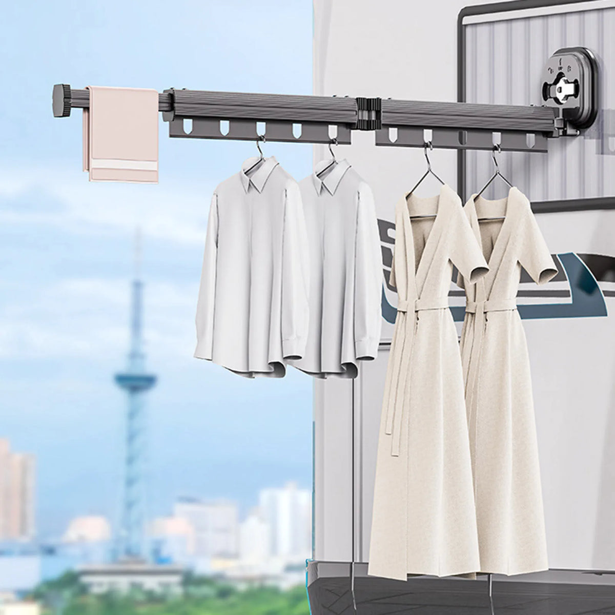 Multifunctional Retractable Fold Away Clothes Drying Hanger Space-Saving Bathrooms Usage - V.I.P Digital Presence