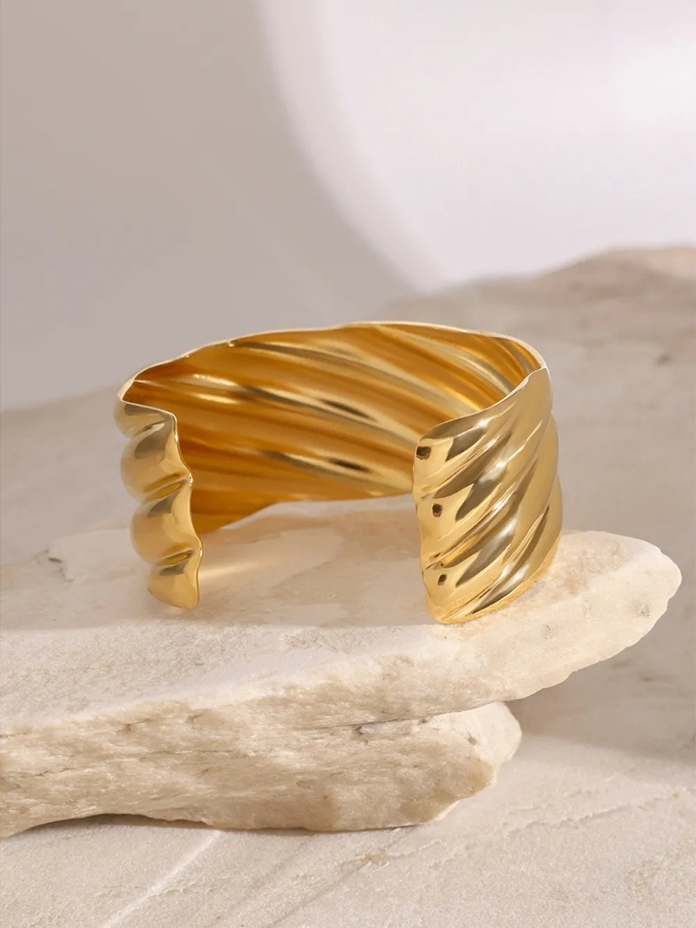 18K Gold-Plated Stainless Steel Open Ring - V.I.P Digital Presence