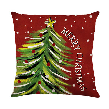 Christmas Pillow Cover Decoration Linen Printed Porch Courtyard Sofa Home Decoration Pillow Cover (excluding pillow core) - V.I.P Digital Presence