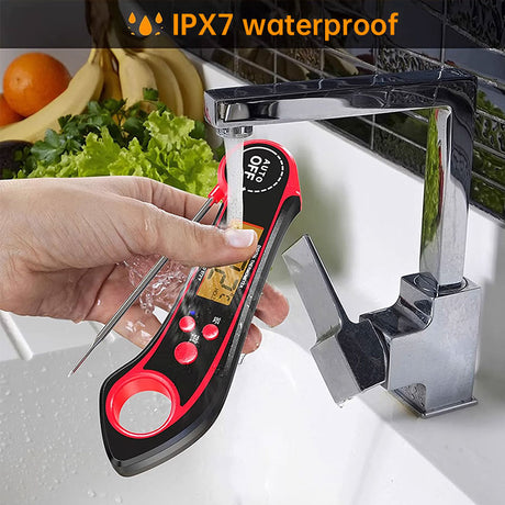 Foldable IP7 digital thermometer with dual probes: for cooking, BBQ, meat, grilling, food kitchen tools. - V.I.P Digital Presence