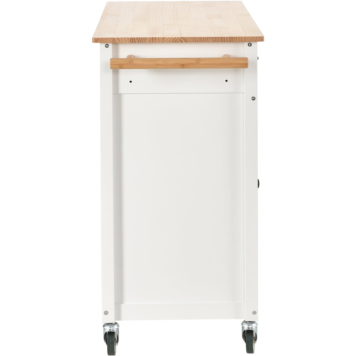 Kitchen Island Cart with Solid Wood Top and Locking Wheels 54.3 Inch Width  (White)