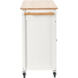 Kitchen Island Cart with Solid Wood Top and Locking Wheels 54.3 Inch Width  (White)