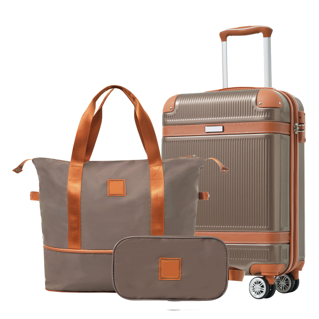 Hardshell Luggage Sets 3 Piece Carry-on Suitcase Double Spinner Wheels with TSA Lock for Men Women, Coppery (20in) - V.I.P Digital Presence