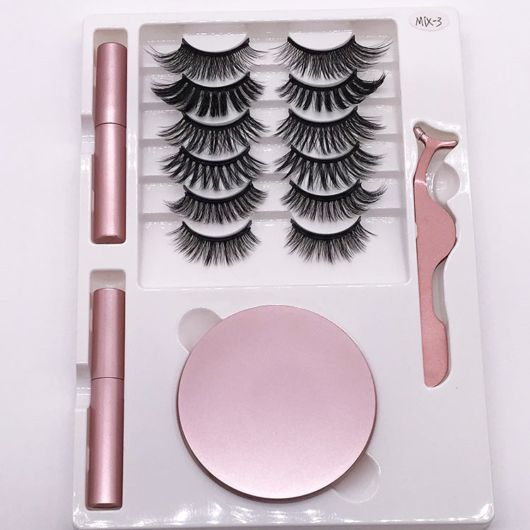 Eight Pairs Of Magnet False Eyelashes With Round Box Mirror Magnetic Iron-Absorbing Stone Eyelashes Magnetic Eyeliner Liquid Eyelashes - V.I.P Digital Presence