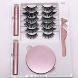 Eight Pairs Of Magnet False Eyelashes With Round Box Mirror Magnetic Iron-Absorbing Stone Eyelashes Magnetic Eyeliner Liquid Eyelashes - V.I.P Digital Presence