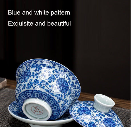 Ceramic set, three talents, covered bowl, old clay, retro kung fu tea set, tea bowl, underglaze tiger cup, Jingdezhen - V.I.P Digital Presence