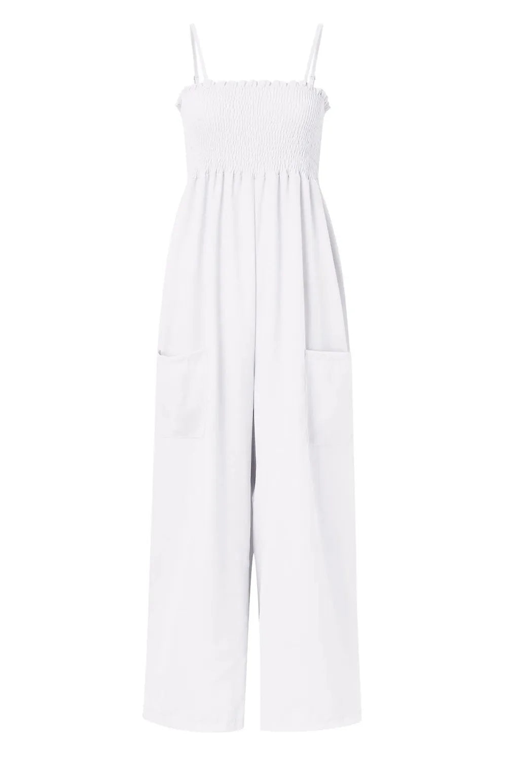 Smocked Spaghetti Strap Wide Leg Jumpsuit - V.I.P Digital Presence