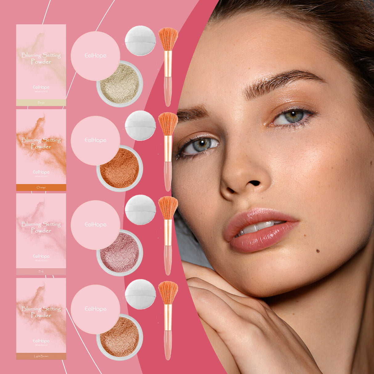 Setting powder with brush， Natural Makeup Light, Delicate Breathable Fit Dry And Wet Dual Use Powder Lasting Makeup - V.I.P Digital Presence