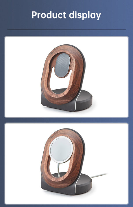 Wooden Desk Shelf Accessories Walnut Wireless Magnetic Charger Wireless Charging Stand For Magsafe - V.I.P Digital Presence
