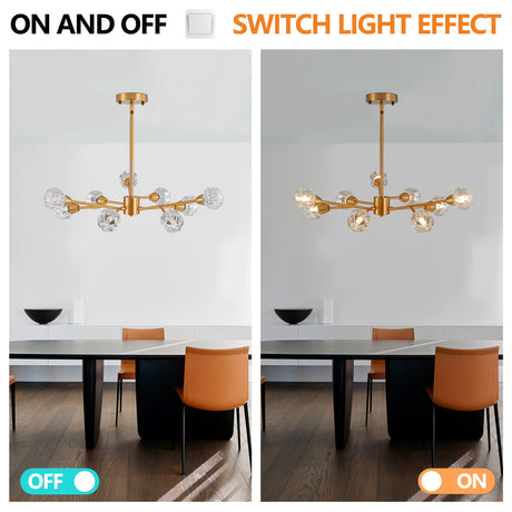 Modern Crystal Chandeliers, 9 Lights Golden Chandelier for Living Room Bedroom (Bulbs Not Included) - V.I.P Digital Presence