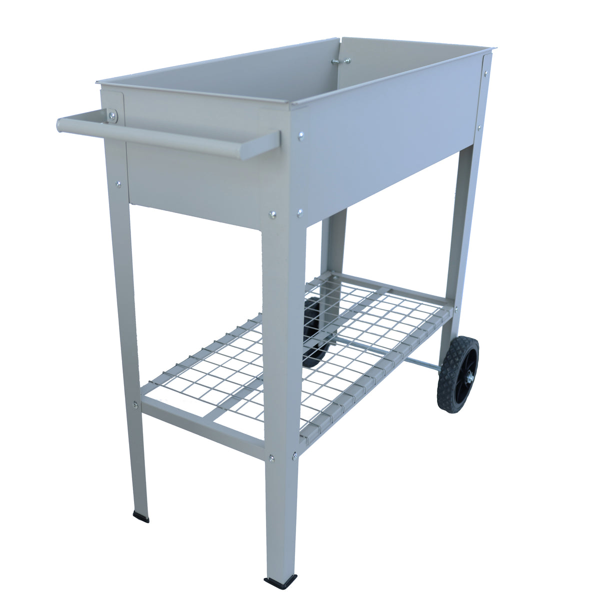 Aveyas mobile metal elevated garden bed cart, with legs, elevated flowerpot box with wheels (gray) - V.I.P Digital Presence