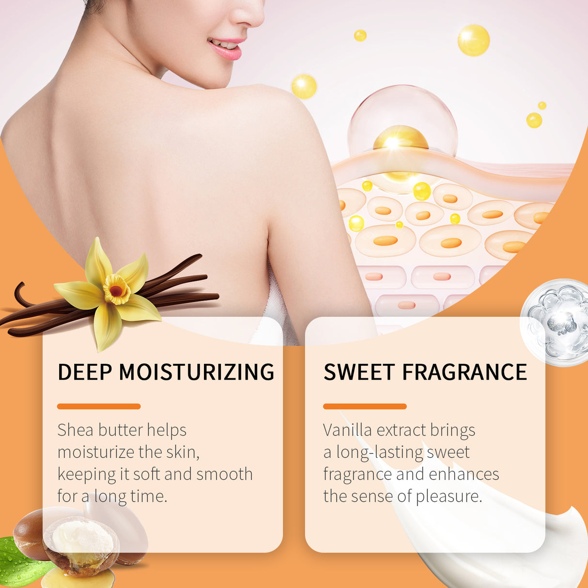 Sweet Moisturizing Fragrance Body Lotion, Natural Fragrance Around Delicate, Soft Touch Moisturizing Without Sticky