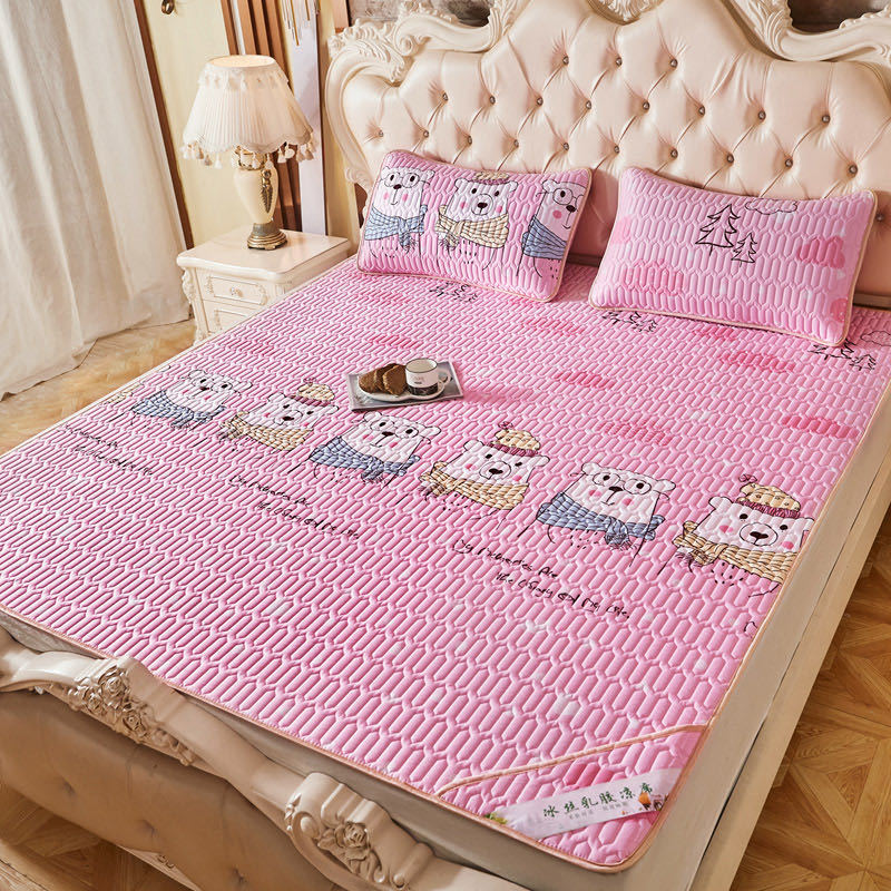 Summer Bed Sheet Ice Silk Mat Soft and Comfortable Latex Mattress Bedding Three-piece Breathable Mat for Comfortable Sleep