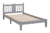 Twin Bed with Column-Decoration Headboard, with Bed Slats,Grey - V.I.P Digital Presence