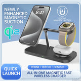 Multi functional QI2 wireless charging desktop magnetic three in one charging stand - V.I.P Digital Presence