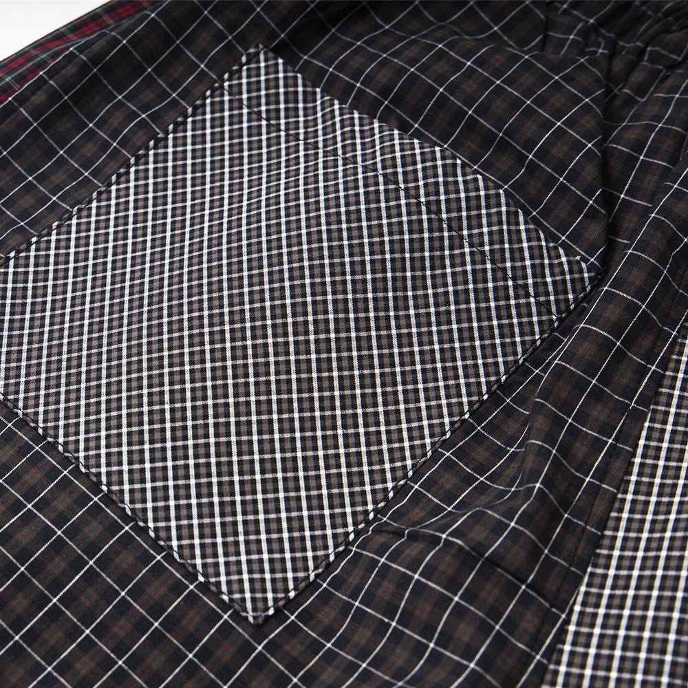 Small Plaid Casual Pants Men's Hip Hop Trendy Fashion Irregular Patchwork Unique Straight Leg Long Trousers - V.I.P Digital Presence