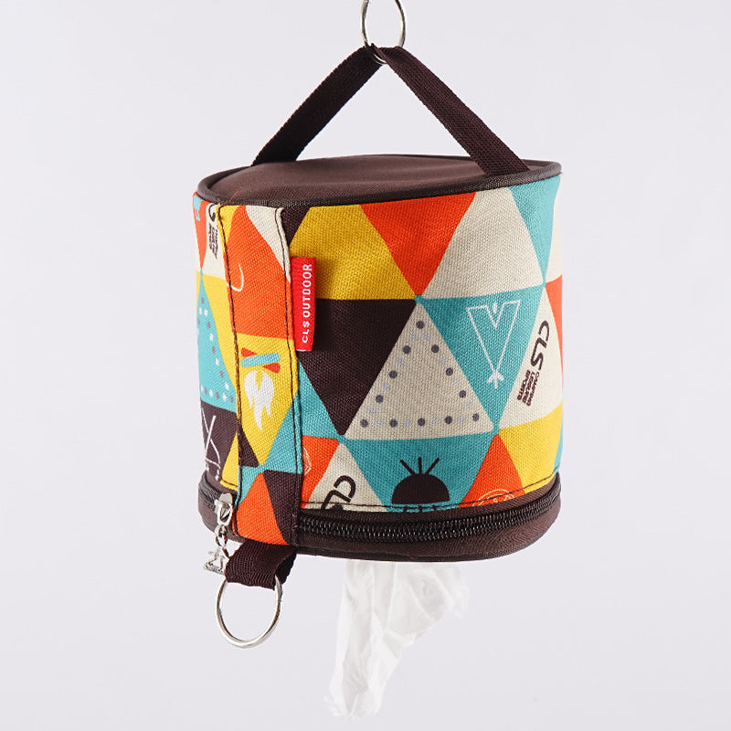 Outdoor camping folding ethnic style paper box storage bag car roll paper tissue box small cloth bag storage bag - V.I.P Digital Presence