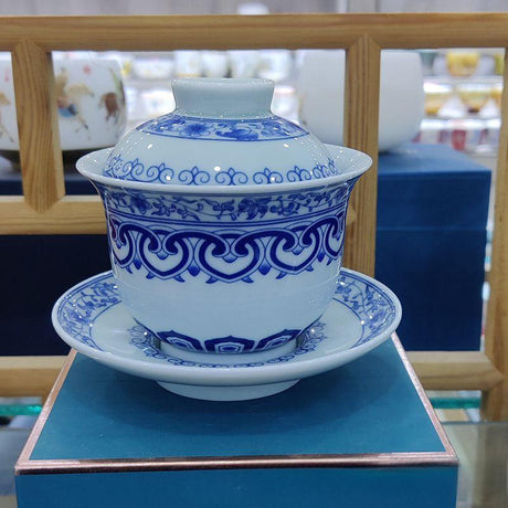 Ceramic set, three talents, covered bowl, old clay, retro kung fu tea set, tea bowl, underglaze tiger cup, Jingdezhen - V.I.P Digital Presence