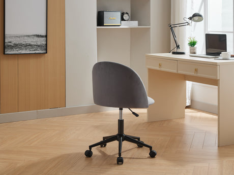 Velvet fabric office chair, mid back adjustable rotating computer chair, black legs, cushioned office chair with wheels - V.I.P Digital Presence