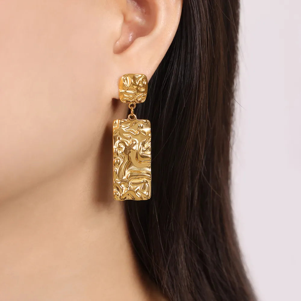 Titanium Steel Textured Geometric Earrings - V.I.P Digital Presence