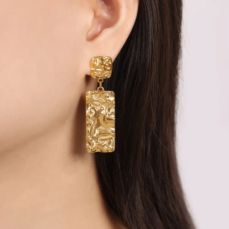 Titanium Steel Textured Geometric Earrings - V.I.P Digital Presence