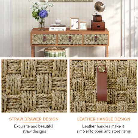 Medieval modern console table with entrance storage space, multifunctional entrance table with 3 drawers, open storage rack - V.I.P Digital Presence