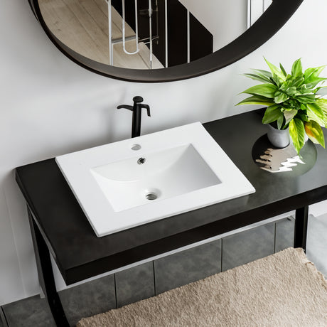 24 Inch Bathroom Ceramic Sink Basin, White - V.I.P Digital Presence