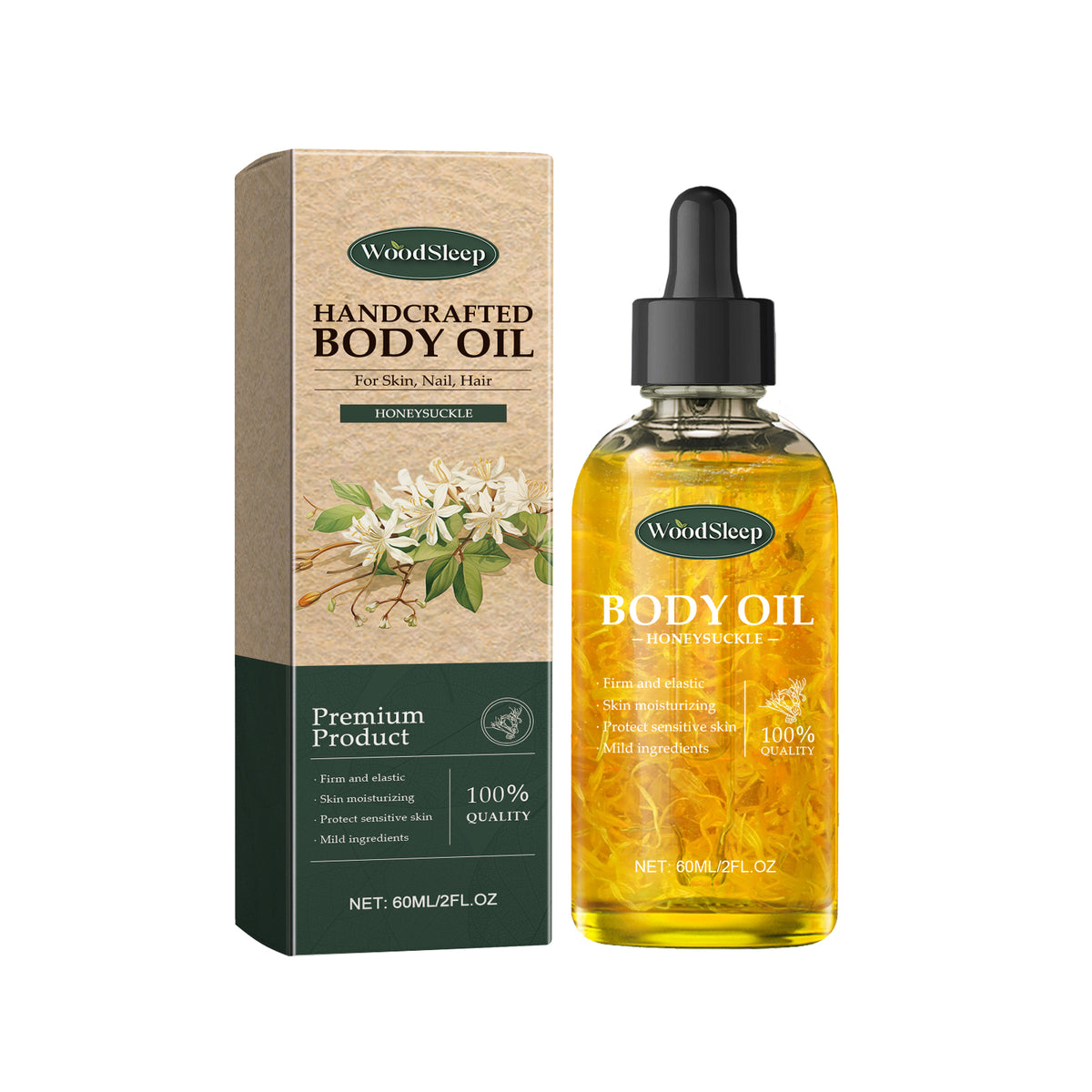 Woodsleep Handmade Honeysuckle Multi-Purpose Body Oil, Moisturizing Skin Care Nourish The Whole Body Soft And Smooth