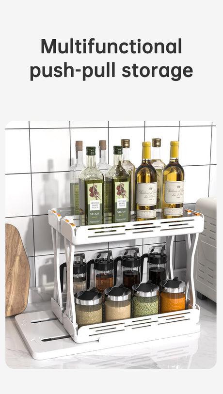 Pull out Rotating Spice Rack Organizer for Cabinet Rotate Makeup Organizer Slide Bottle Box Holder Plastic Seasoning Spice Rack - V.I.P Digital Presence