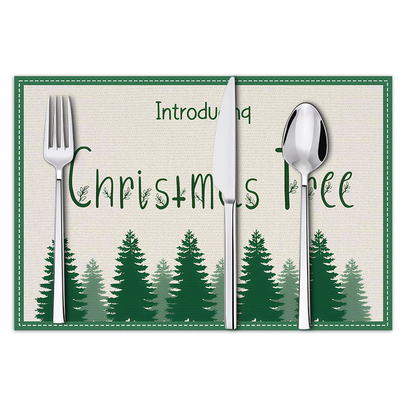 stmas linen placemats holiday party decorations insulation mats linen Christmas tree printed coasters - V.I.P Digital Presence