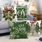 Green Christmas Pillow Cover Linen Printed Pillow Cover Holiday Living Room Bedroom Decoration Cushion Cover - V.I.P Digital Presence