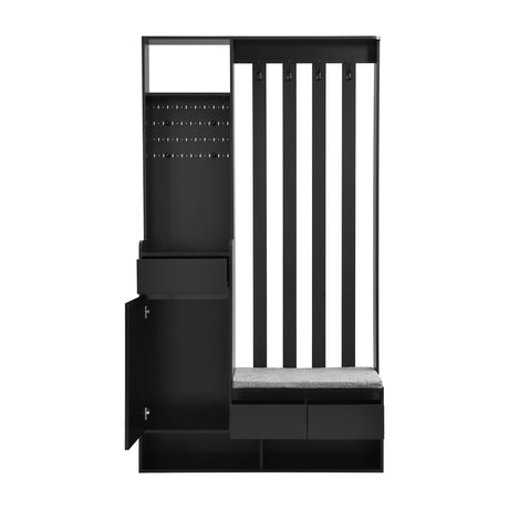 39.3'W70.8'H multifunctional corridor shoe cabinet with soft padded nail board and black hanger with entrance hook - V.I.P Digital Presence